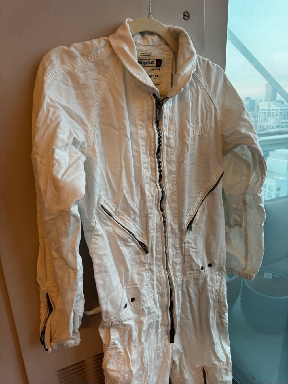 Zara‎ SRPLS Utility Jumpsuit White Zip Front Sz S/M - Picture 5 of 10